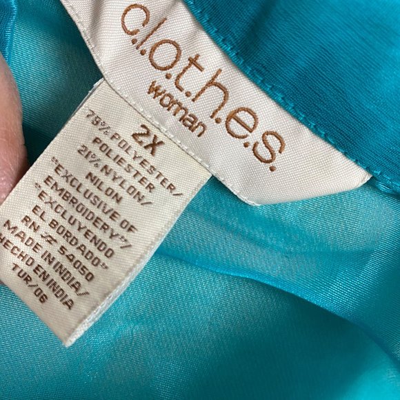 C.l.o.t.h.e.s Women's Plus Size Ocean Sheer Button Blouse Size 2X - Picture 6 of 14